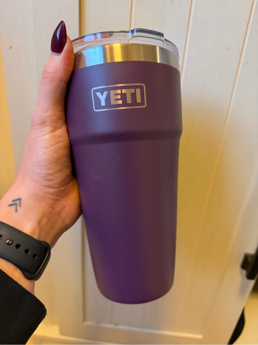 Yeti Purple Rambler Tumbler with Clear Lid